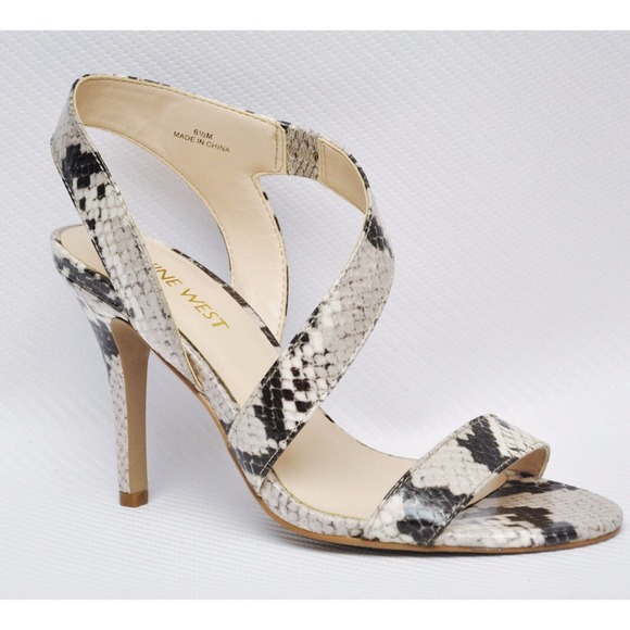 Nine West Faux Python Snake Leather High Heel Sandal Pump Multi 6.5/8.5 New - Picture 1 of 8
